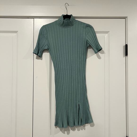 Reformation Dresses & Skirts - Reformation Women's Short Sleeve High Neck Mini Dress Sage Green Size Small